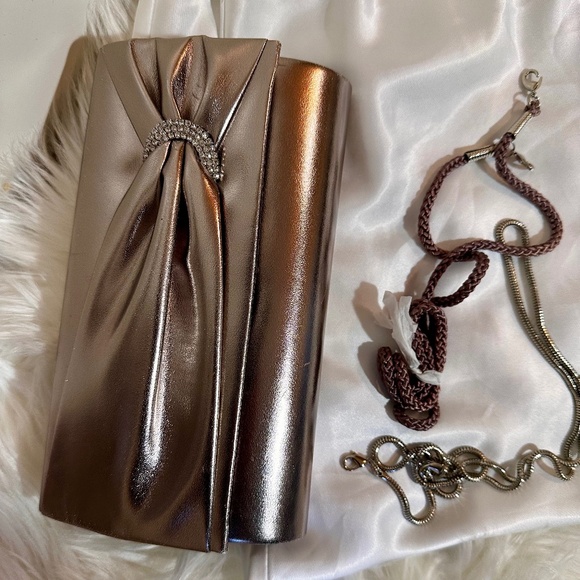 Metallic Taupe Evening Bag - Picture 1 of 3